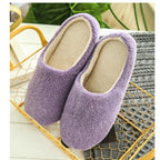 Winter Home Men And Women Solid Color Slippers Fashion Couple Plush Slippers Warm Indoors Bedroom Floor Shoes Warm Cotton Memory Foam Slippers Soft Yarn House Slippers Stevvex