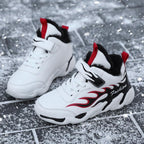 Winter Kids Sneakers Leather Children Sports Shoes Plush Warm Running Shoes For Boys Fashion Casual Walking Sneakers Water Resistant Hiking Boots Non Slip Athletic Outdoor Sneakers Stevvex