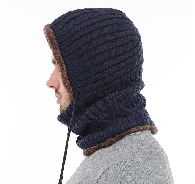 Winter Knitted Hat Beanie Men Beany Skellies Beanies Winter Hats For Women Men Caps Gorgas Bonnet Mask Brand Hats Hooded Cowl Neckerchief with Drawstring Soft Balaclava Pullover Knitted Beanie for Adults Men Women Ski Caps Stevvex