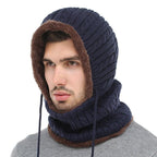 Winter Knitted Hat Beanie Men Beany Skellies Beanies Winter Hats For Women Men Caps Gorgas Bonnet Mask Brand Hats Hooded Cowl Neckerchief with Drawstring Soft Balaclava Pullover Knitted Beanie for Adults Men Women Ski Caps Stevvex