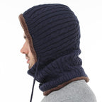 Winter Knitted Hat Beanie Men Beany Skellies Beanies Winter Hats For Women Men Caps Gorgas Bonnet Mask Brand Hats Hooded Cowl Neckerchief with Drawstring Soft Balaclava Pullover Knitted Beanie for Adults Men Women Ski Caps Stevvex