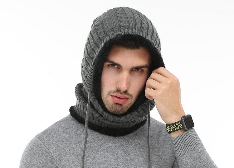 Winter Knitted Hat Beanie Men Beany Skellies Beanies Winter Hats For Women Men Caps Gorgas Bonnet Mask Brand Hats Hooded Cowl Neckerchief with Drawstring Soft Balaclava Pullover Knitted Beanie for Adults Men Women Ski Caps Stevvex