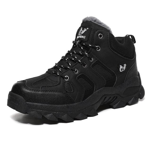 Winter Leather Mens Boots Fur Super Warm Snow Boots Men Winter Work Casual Shoes High Top Rubber Boots Winter Warm Outdoor Walking Lace Up Anti-Slip Breathable Ankle Booties Stevvex