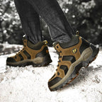 Winter Leather Mens Boots Fur Super Warm Snow Boots Men Winter Work Casual Shoes High Top Rubber Boots Winter Warm Outdoor Walking Lace Up Anti-Slip Breathable Ankle Booties Stevvex