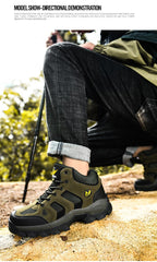 Winter Leather Mens Boots Fur Super Warm Snow Boots Men Winter Work Casual Shoes High Top Rubber Boots Winter Warm Outdoor Walking Lace Up Anti-Slip Breathable Ankle Booties Stevvex