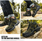 Winter Leather Mens Boots Fur Super Warm Snow Boots Men Winter Work Casual Shoes High Top Rubber Boots Winter Warm Outdoor Walking Lace Up Anti-Slip Breathable Ankle Booties Stevvex