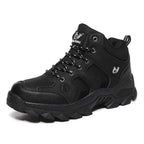 Winter Leather Mens Boots Fur Super Warm Snow Boots Men Winter Work Casual Shoes High Top Rubber Boots Winter Warm Outdoor Walking Lace Up Anti-Slip Breathable Ankle Booties Stevvex