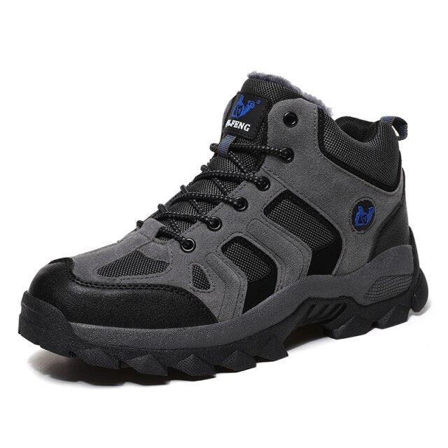 Winter Leather Mens Boots Fur Super Warm Snow Boots Men Winter Work Casual Shoes High Top Rubber Boots Winter Warm Outdoor Walking Lace Up Anti-Slip Breathable Ankle Booties Stevvex