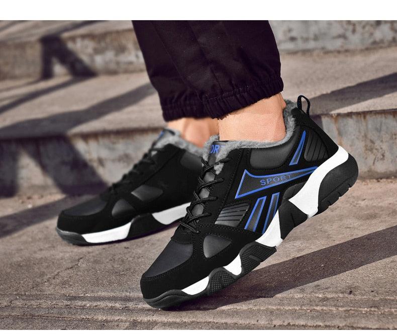 Winter Leather Sneakers Keep Warm Waterproof Mans Sneakers Work Casual Shoes Mens Autumn Anti-slip Leather Lace Up Lightweight Soft Modern Comfortable Classic Walking Sneakers Stevvex