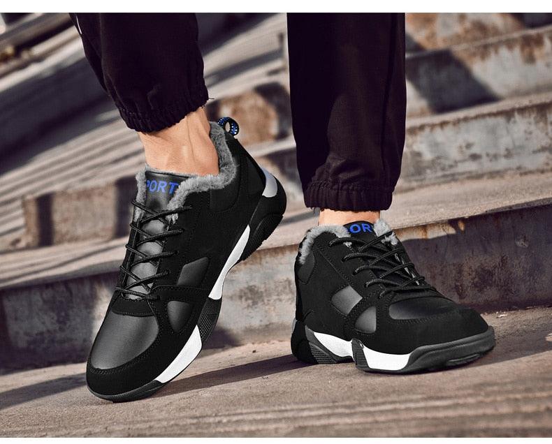 Winter Leather Sneakers Keep Warm Waterproof Mans Sneakers Work Casual Shoes Mens Autumn Anti-slip Leather Lace Up Lightweight Soft Modern Comfortable Classic Walking Sneakers Stevvex