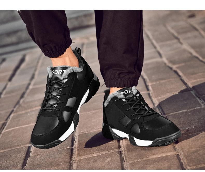 Winter Leather Sneakers Keep Warm Waterproof Mans Sneakers Work Casual Shoes Mens Autumn Anti-slip Leather Lace Up Lightweight Soft Modern Comfortable Classic Walking Sneakers Stevvex