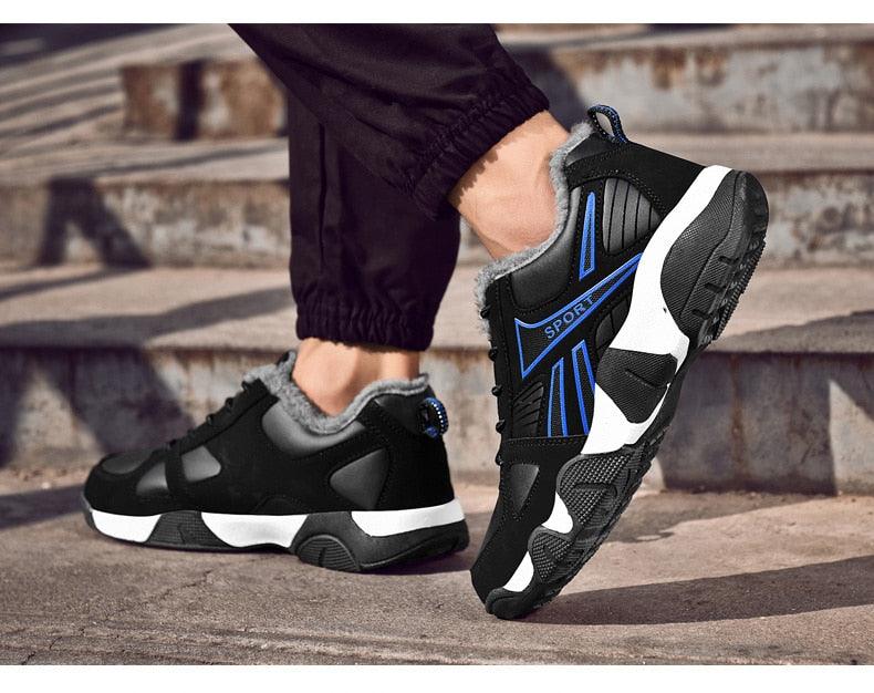 Winter Leather Sneakers Keep Warm Waterproof Mans Sneakers Work Casual Shoes Mens Autumn Anti-slip Leather Lace Up Lightweight Soft Modern Comfortable Classic Walking Sneakers Stevvex