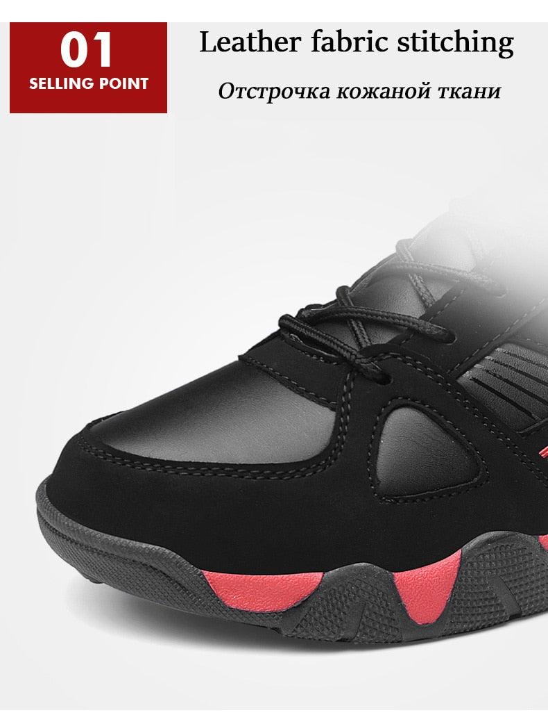 Winter Leather Sneakers Keep Warm Waterproof Mans Sneakers Work Casual Shoes Mens Autumn Anti-slip Leather Lace Up Lightweight Soft Modern Comfortable Classic Walking Sneakers Stevvex