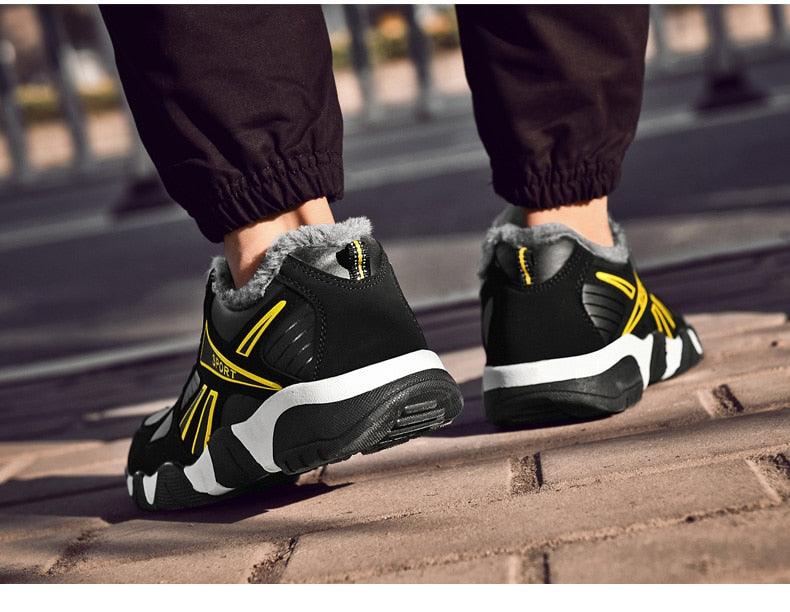 Winter Leather Sneakers Keep Warm Waterproof Mans Sneakers Work Casual Shoes Mens Autumn Anti-slip Leather Lace Up Lightweight Soft Modern Comfortable Classic Walking Sneakers Stevvex