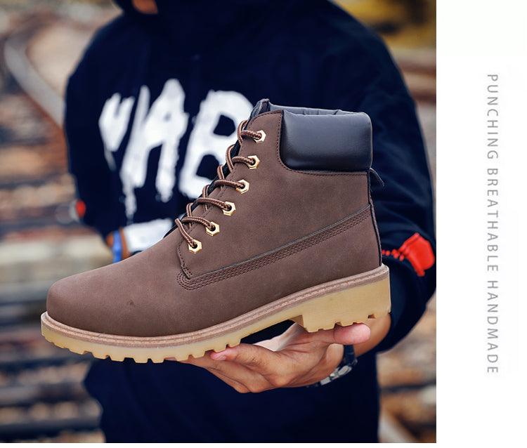 Winter Luxury Shoes Mens Flat Heel Boots Fashion Warm Ankle Boots Outdoor Warm Non Slip Fur Lined Ankle Boots Leather Winter Walking Shoes For Mens Stevvex