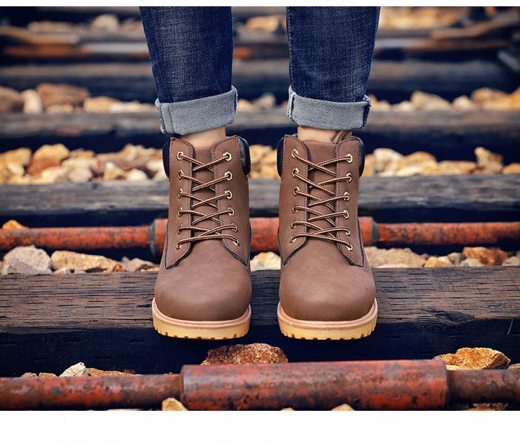 Winter Luxury Shoes Mens Flat Heel Boots Fashion Warm Ankle Boots Outdoor Warm Non Slip Fur Lined Ankle Boots Leather Winter Walking Shoes For Mens Stevvex