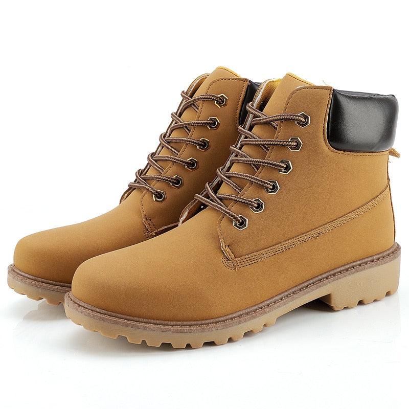 Winter Luxury Shoes Mens Flat Heel Boots Fashion Warm Ankle Boots Outdoor Warm Non Slip Fur Lined Ankle Boots Leather Winter Walking Shoes For Mens Stevvex