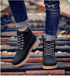 Winter Luxury Shoes Mens Flat Heel Boots Fashion Warm Ankle Boots Outdoor Warm Non Slip Fur Lined Ankle Boots Leather Winter Walking Shoes For Mens Stevvex