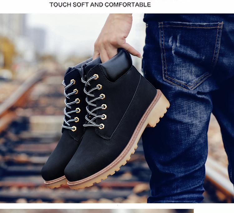 Winter Luxury Shoes Mens Flat Heel Boots Fashion Warm Ankle Boots Outdoor Warm Non Slip Fur Lined Ankle Boots Leather Winter Walking Shoes For Mens Stevvex