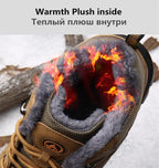 Winter Men's Boots Warm Snow Boots High Quality Leather Waterproof Outdoor Men Hiking Boots Waterproof Non-Slip Trail Fur Lined Ankle Boots Leather Winter Shoes Stevvex
