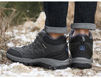 Winter Men's Boots Warm Snow Boots High Quality Leather Waterproof Outdoor Men Hiking Boots Waterproof Non-Slip Trail Fur Lined Ankle Boots Leather Winter Shoes Stevvex