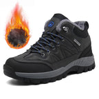 Winter Men's Boots Warm Snow Boots High Quality Leather Waterproof Outdoor Men Hiking Boots Waterproof Non-Slip Trail Fur Lined Ankle Boots Leather Winter Shoes Stevvex