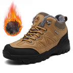 Winter Men's Boots Warm Snow Boots High Quality Leather Waterproof Outdoor Men Hiking Boots Waterproof Non-Slip Trail Fur Lined Ankle Boots Leather Winter Shoes Stevvex