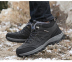Winter Men's Boots Warm Snow Boots High Quality Leather Waterproof Outdoor Men Hiking Boots Waterproof Non-Slip Trail Fur Lined Ankle Boots Leather Winter Shoes Stevvex