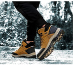 Winter Mens Boots Plush Warm Snow Boots Waterproof Outdoor Short Boots Leather Ankle Hiking Boots Mens Waterproof Outdoor Snow Boots Winter Cold Weather Shoes Stevvex