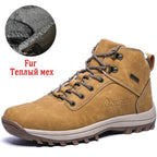 Winter Mens Boots Plush Warm Snow Boots Waterproof Outdoor Short Boots Leather Ankle Hiking Boots Mens Waterproof Outdoor Snow Boots Winter Cold Weather Shoes Stevvex