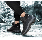 Winter Mens Boots Plush Warm Snow Boots Waterproof Outdoor Short Boots Leather Ankle Hiking Boots Mens Waterproof Outdoor Snow Boots Winter Cold Weather Shoes Stevvex