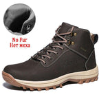 Winter Mens Boots Plush Warm Snow Boots Waterproof Outdoor Short Boots Leather Ankle Hiking Boots Mens Waterproof Outdoor Snow Boots Winter Cold Weather Shoes Stevvex