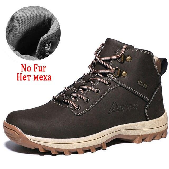 Winter Mens Boots Plush Warm Snow Boots Waterproof Outdoor Short Boots Leather Ankle Hiking Boots Mens Waterproof Outdoor Snow Boots Winter Cold Weather Shoes Stevvex