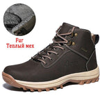 Winter Mens Boots Plush Warm Snow Boots Waterproof Outdoor Short Boots Leather Ankle Hiking Boots Mens Waterproof Outdoor Snow Boots Winter Cold Weather Shoes Stevvex