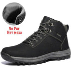Winter Mens Boots Plush Warm Snow Boots Waterproof Outdoor Short Boots Leather Ankle Hiking Boots Mens Waterproof Outdoor Snow Boots Winter Cold Weather Shoes Stevvex