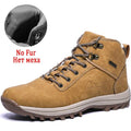 Winter Mens Boots Plush Warm Snow Boots Waterproof Outdoor Short Boots Leather Ankle Hiking Boots Mens Waterproof Outdoor Snow Boots Winter Cold Weather Shoes Stevvex