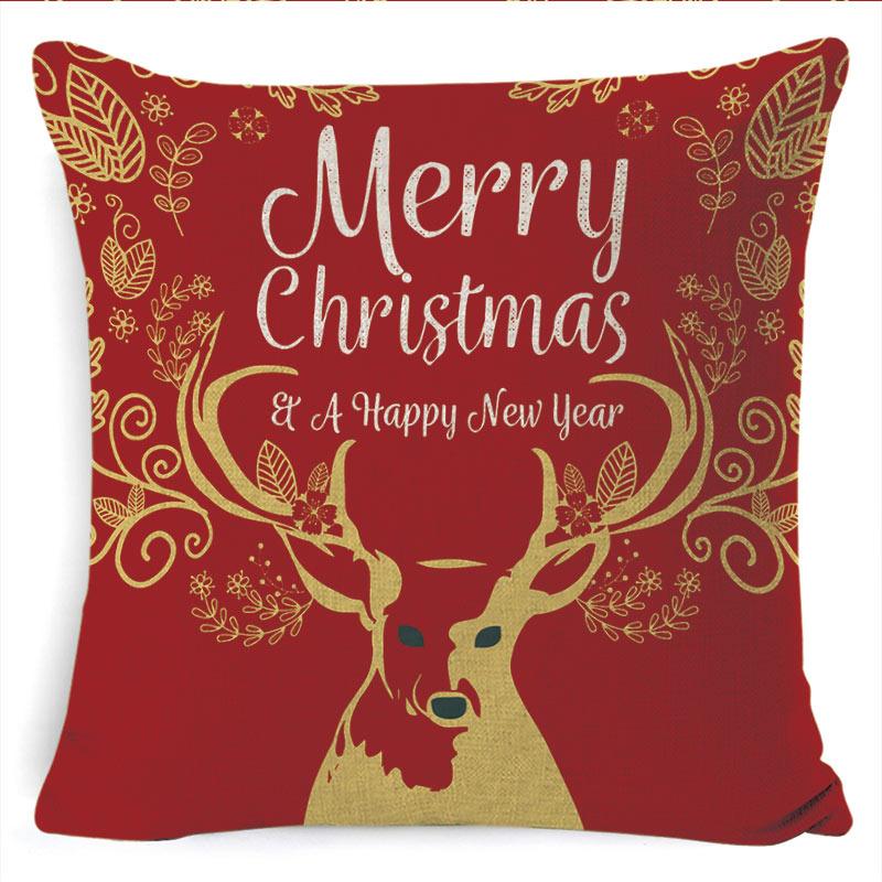 Winter Merry Christmas Cushion Cover Red Christmas Santa Claus Greeting Christmas Pillow Covers Red Plaid Pillow Covers Christmas Tree Snowflakes Text Pillow Cover Stevvex
