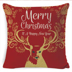 Winter Merry Christmas Cushion Cover Red Christmas Santa Claus Greeting Christmas Pillow Covers Red Plaid Pillow Covers Christmas Tree Snowflakes Text Pillow Cover Stevvex