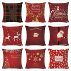 Winter Merry Christmas Cushion Cover Red Christmas Santa Claus Greeting Christmas Pillow Covers Red Plaid Pillow Covers Christmas Tree Snowflakes Text Pillow Cover Stevvex