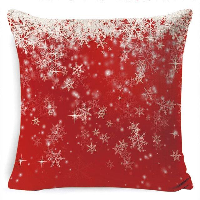 Winter Merry Christmas Cushion Cover Red Christmas Santa Claus Greeting Christmas Pillow Covers Red Plaid Pillow Covers Christmas Tree Snowflakes Text Pillow Cover Stevvex