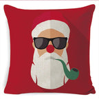 Winter Merry Christmas Cushion Cover Red Christmas Santa Claus Greeting Christmas Pillow Covers Red Plaid Pillow Covers Christmas Tree Snowflakes Text Pillow Cover Stevvex