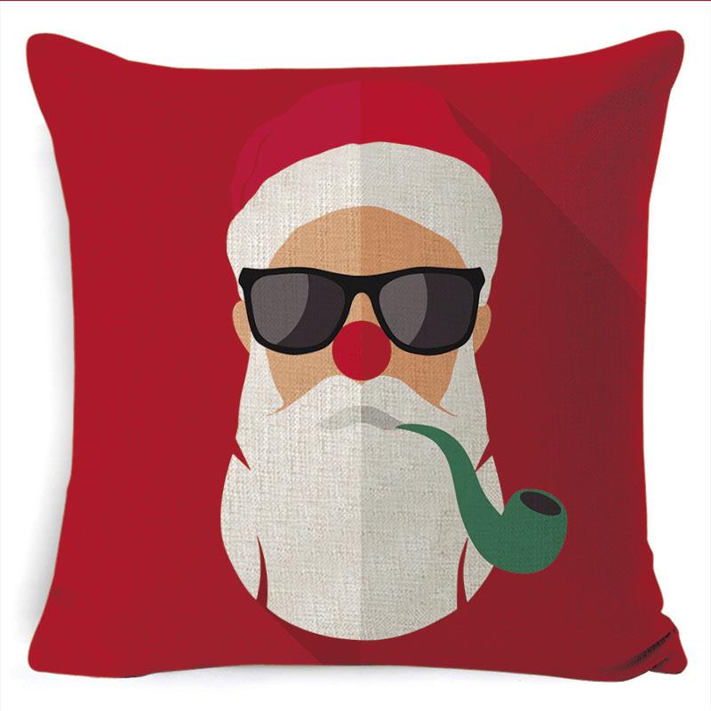 Winter Merry Christmas Cushion Cover Red Christmas Santa Claus Greeting Christmas Pillow Covers Red Plaid Pillow Covers Christmas Tree Snowflakes Text Pillow Cover Stevvex