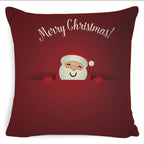 Winter Merry Christmas Cushion Cover Red Christmas Santa Claus Greeting Christmas Pillow Covers Red Plaid Pillow Covers Christmas Tree Snowflakes Text Pillow Cover Stevvex