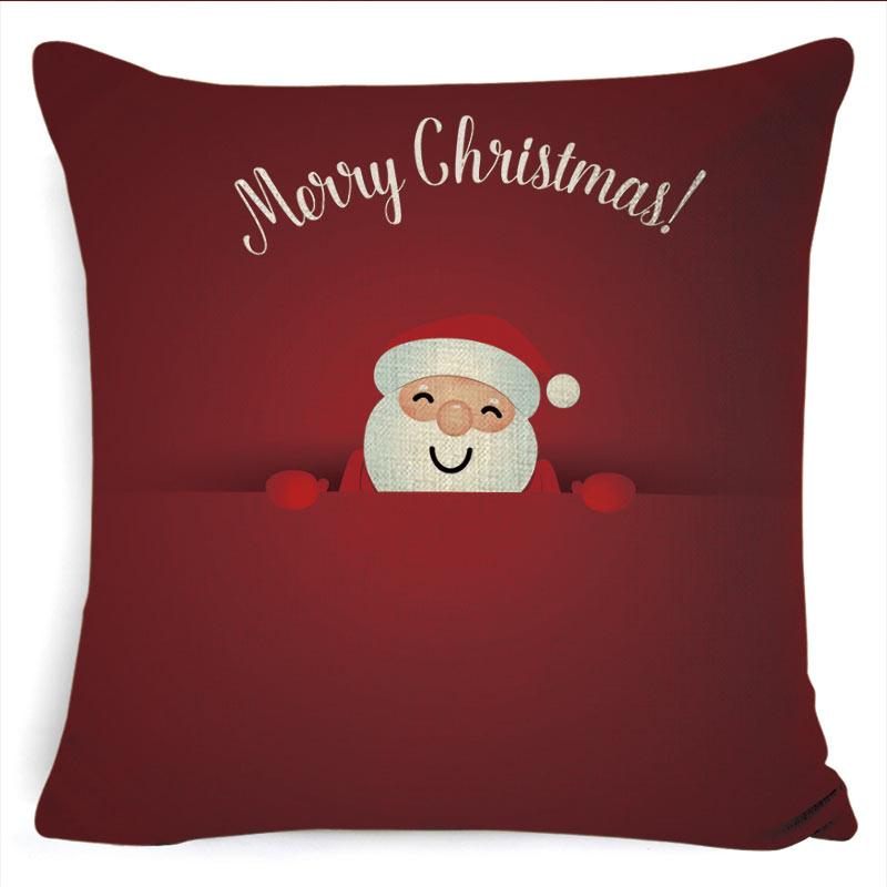 Winter Merry Christmas Cushion Cover Red Christmas Santa Claus Greeting Christmas Pillow Covers Red Plaid Pillow Covers Christmas Tree Snowflakes Text Pillow Cover Stevvex