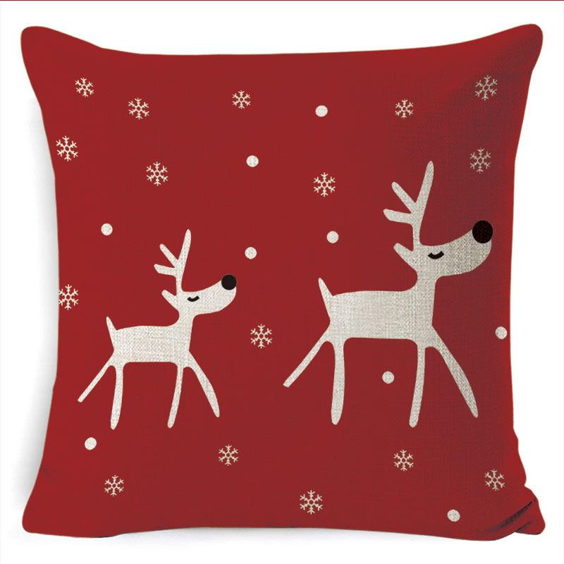 Winter Merry Christmas Cushion Cover Red Christmas Santa Claus Greeting Christmas Pillow Covers Red Plaid Pillow Covers Christmas Tree Snowflakes Text Pillow Cover Stevvex