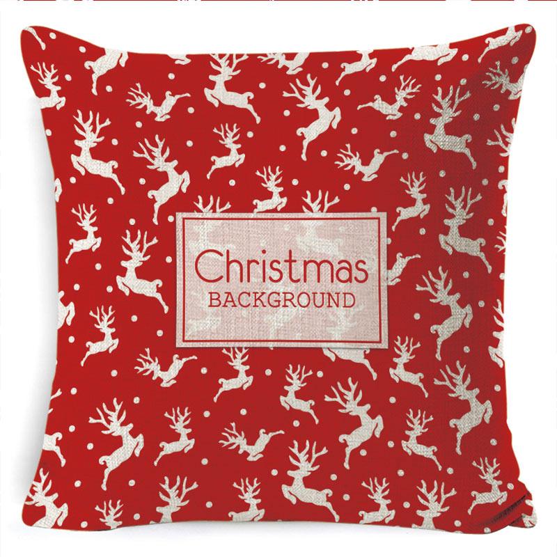 Winter Merry Christmas Cushion Cover Red Christmas Santa Claus Greeting Christmas Pillow Covers Red Plaid Pillow Covers Christmas Tree Snowflakes Text Pillow Cover Stevvex
