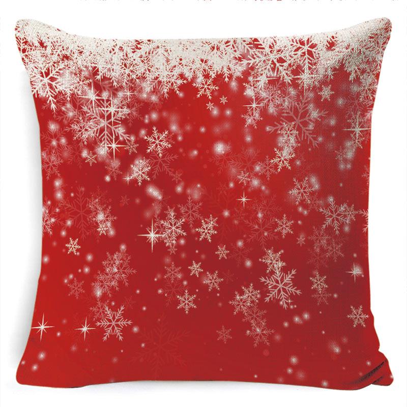 Winter Merry Christmas Cushion Cover Red Christmas Santa Claus Greeting Christmas Pillow Covers Red Plaid Pillow Covers Christmas Tree Snowflakes Text Pillow Cover Stevvex