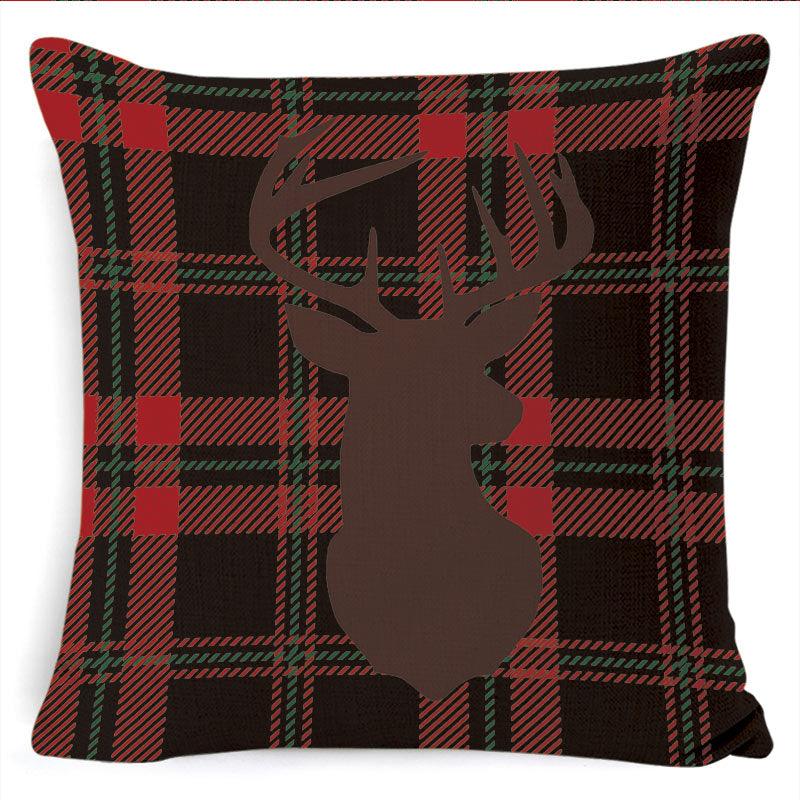 Winter Merry Christmas Cushion Cover Red Christmas Santa Claus Greeting Christmas Pillow Covers Red Plaid Pillow Covers Christmas Tree Snowflakes Text Pillow Cover Stevvex