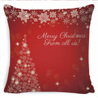 Winter Merry Christmas Cushion Cover Red Christmas Santa Claus Greeting Christmas Pillow Covers Red Plaid Pillow Covers Christmas Tree Snowflakes Text Pillow Cover Stevvex