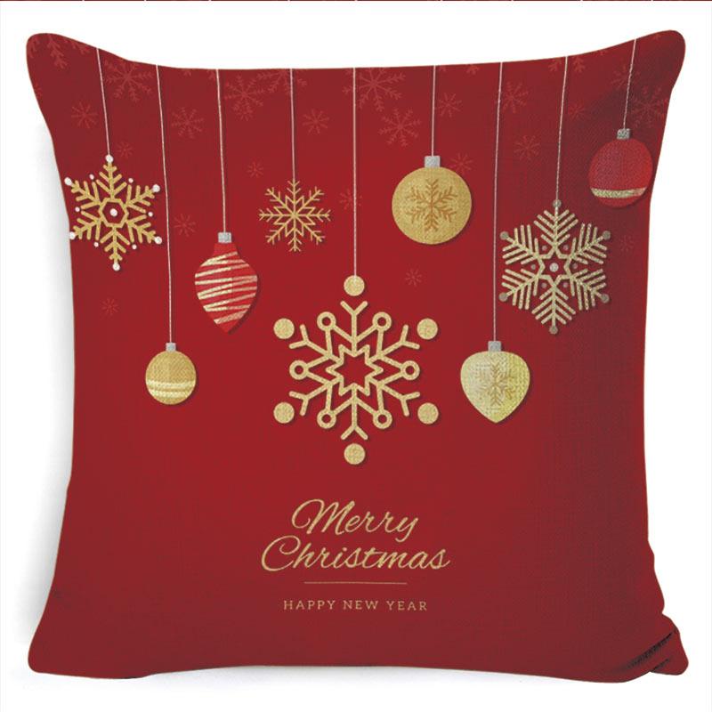Winter Merry Christmas Cushion Cover Red Christmas Santa Claus Greeting Christmas Pillow Covers Red Plaid Pillow Covers Christmas Tree Snowflakes Text Pillow Cover Stevvex